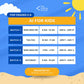 Calendar of AI for Kids classes at The Coding School with dates and times.