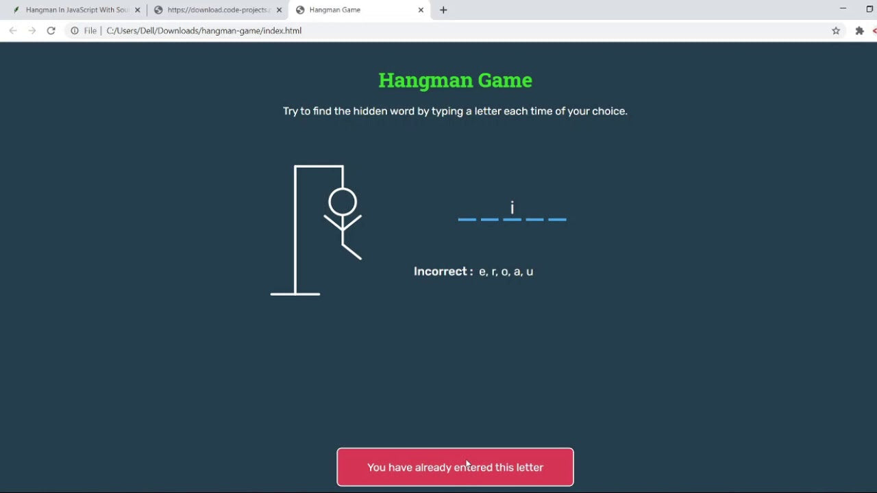 Load video: Hangman Game